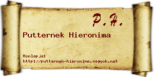 Putternek Hieronima névjegykártya